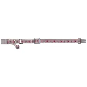 Reflektierendes Halsband für Kätzchen mit Glöckchen, grau/rosa mit Blumen